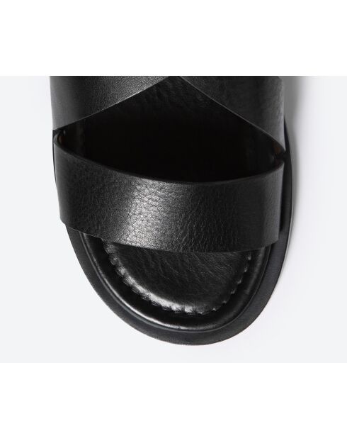 SR4749 schwarze Ledersandalen