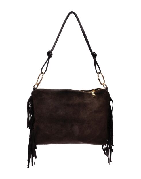 SS26 IR 8182T donkerbruine leren schoudertas - 26,5x36,5 cm