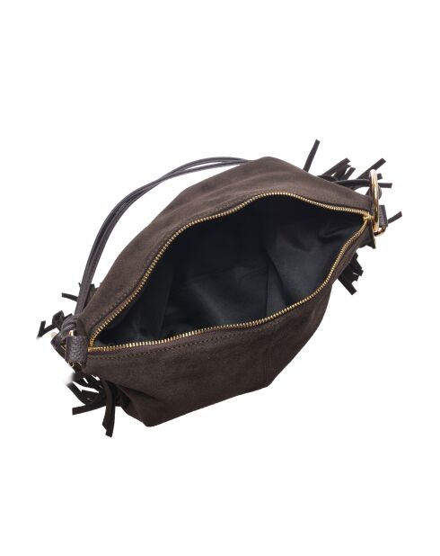 SS26 IR 8182T donkerbruine leren schoudertas - 26,5x36,5 cm