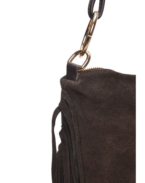 SS26 IR 8182T donkerbruine leren schoudertas - 26,5x36,5 cm