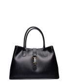 SS26 IR 483 zwarte leren handtas - 29,5x40x12 cm