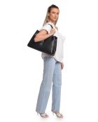 SS26 IR 483 zwarte leren handtas - 29,5x40x12 cm