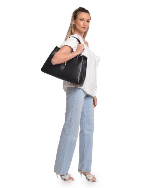 SS26 IR 483 zwarte leren handtas - 29,5x40x12 cm