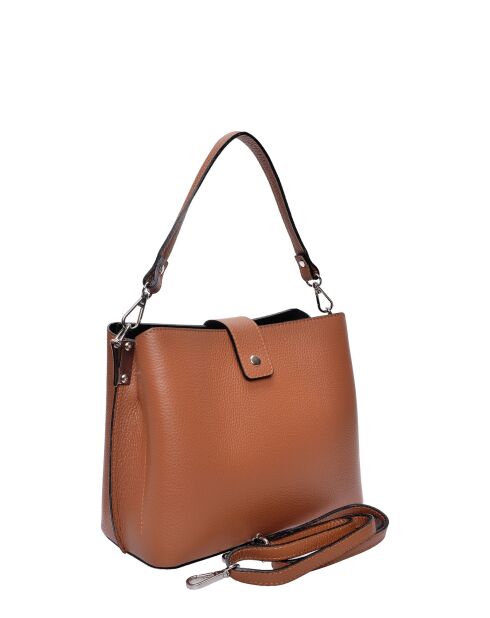 SS26 IR 188 cognac leren draagtas - 21x25x13 cm