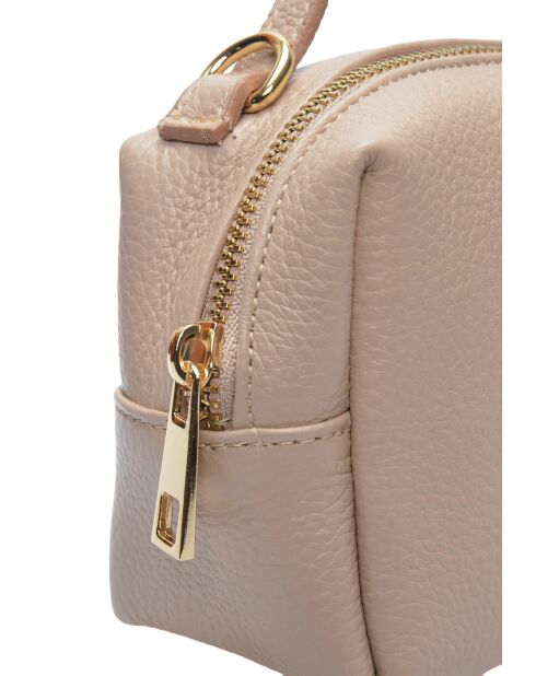 SS26 IR 185T poederroze leren schoudertas - 12,5x17x6,5 cm