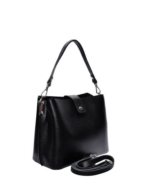 SS26 IR 188 Tragetasche aus schwarzem Leder, 21 x 25 x 13 cm