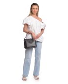 SS26 IR 188 Tragetasche aus schwarzem Leder, 21 x 25 x 13 cm