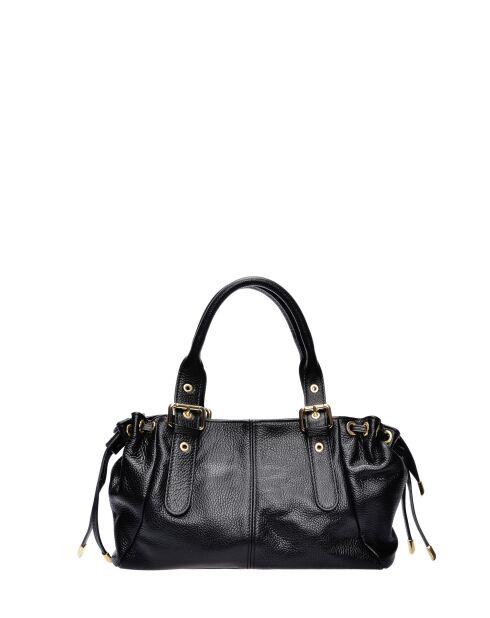 SS26 AL 170T Schultertasche aus schwarzem Leder - 21x34x9 cm