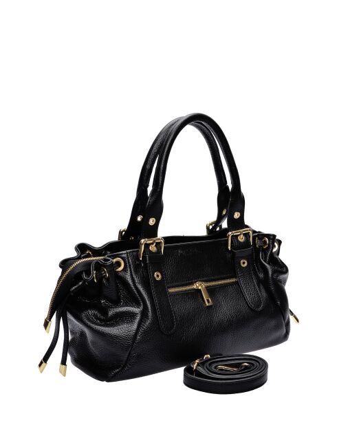 SS26 AL 170T Schultertasche aus schwarzem Leder - 21x34x9 cm