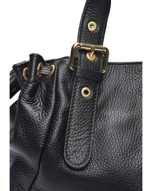 SS26 AL 170T Schultertasche aus schwarzem Leder - 21x34x9 cm