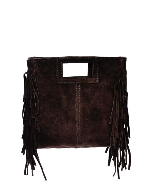 SS26 AL 8197T donkerbruine leren draagtas - 20x21 cm