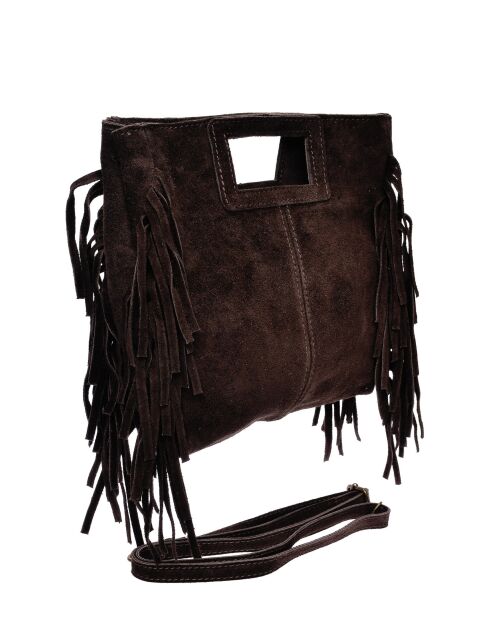 SS26 AL 8197T donkerbruine leren draagtas - 20x21 cm