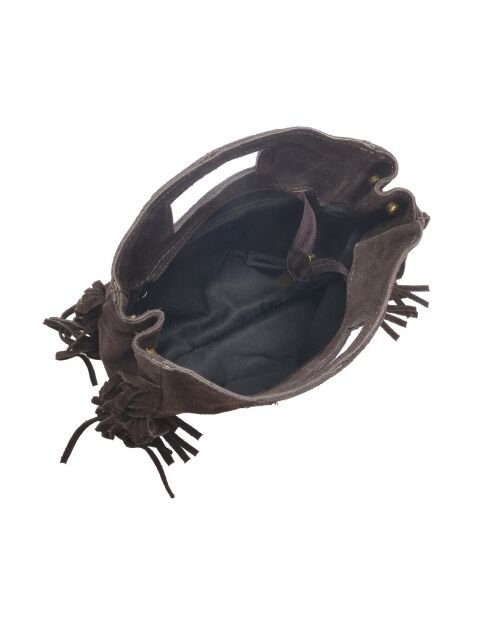 SS26 AL 8197T donkerbruine leren draagtas - 20x21 cm