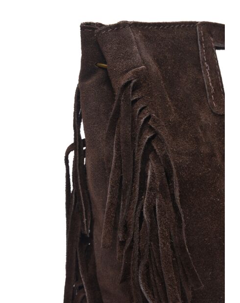 SS26 AL 8197T donkerbruine leren draagtas - 20x21 cm