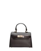 SS26 IR 482 donkerbruine leren schoudertas - 13x20x7 cm