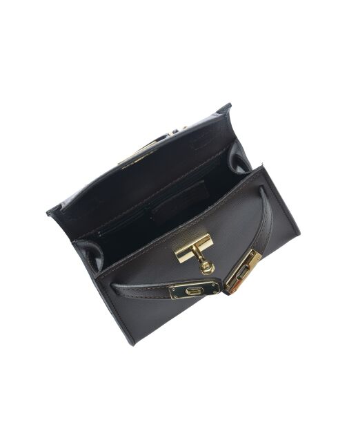 SS26 IR 482 donkerbruine leren schoudertas - 13x20x7 cm