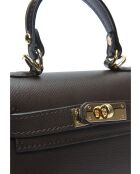 SS26 IR 482 donkerbruine leren schoudertas - 13x20x7 cm