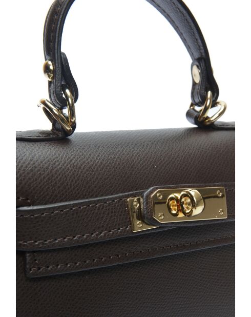 SS26 IR 482 donkerbruine leren schoudertas - 13x20x7 cm