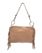 SS26 IR 8182T Schultertasche aus taupefarbenem Leder - 26,5 x 36,5 cm