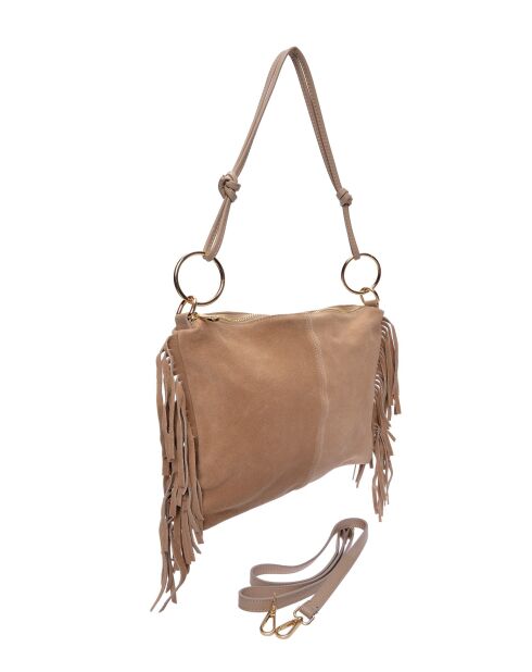 SS26 IR 8182T taupe leren schoudertas - 26,5x36,5 cm