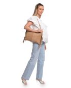 SS26 IR 8182T Schultertasche aus taupefarbenem Leder - 26,5 x 36,5 cm