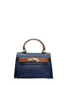 SS26 IR 482 cognacblauwe leren schoudertas - 13x20x7 cm