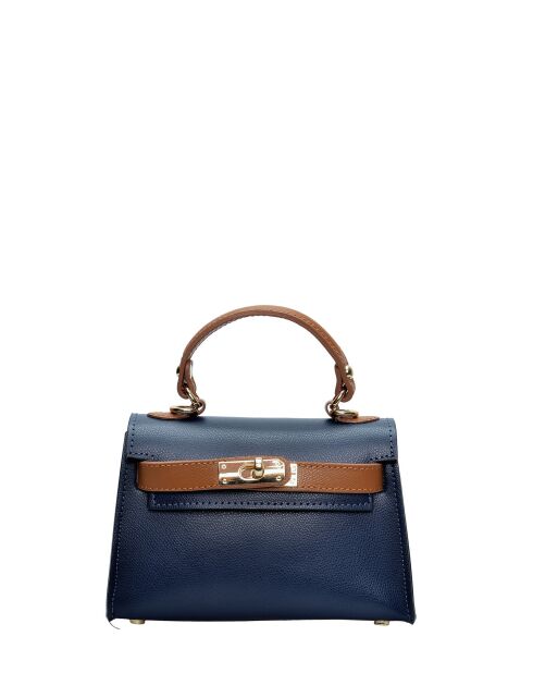 SS26 IR 482 Schultertasche aus cognacblauem Leder - 13x20x7 cm