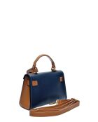 SS26 IR 482 cognacblauwe leren schoudertas - 13x20x7 cm