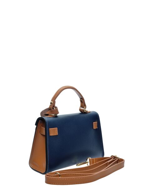 SS26 IR 482 Schultertasche aus cognacblauem Leder - 13x20x7 cm