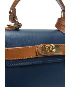 SS26 IR 482 cognacblauwe leren schoudertas - 13x20x7 cm