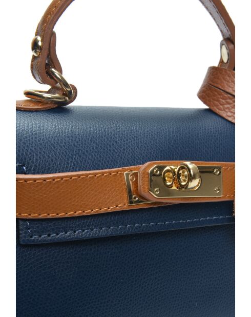 SS26 IR 482 Schultertasche aus cognacblauem Leder - 13x20x7 cm