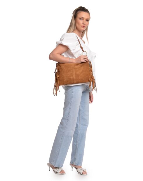 SS26 IR 8182T cognac leren schoudertas - 26,5x36,5 cm