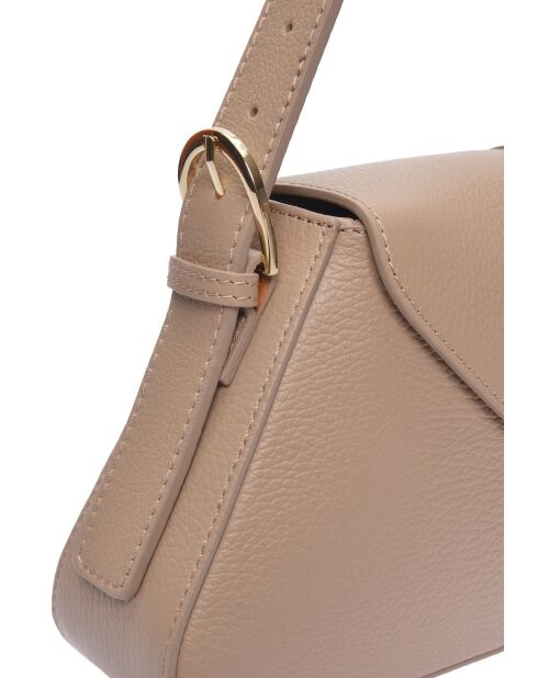 SS26 RM 1009T taupe leren schoudertas - 15x34 laag x 24 hoog x 6,5 cm