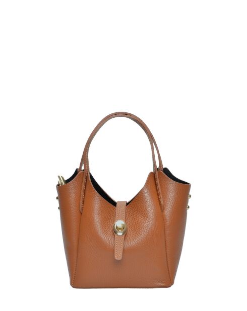 SS26 IR 180T cognac leren draagtas - 14x16x10 cm