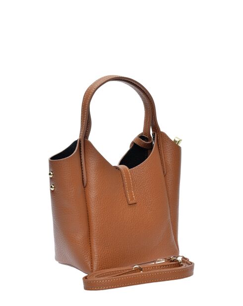 SS26 IR 180T cognac leren draagtas - 14x16x10 cm