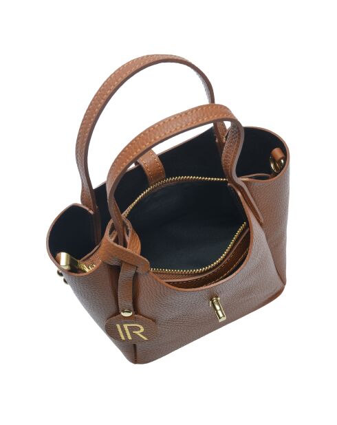 SS26 IR 180T cognac leren draagtas - 14x16x10 cm