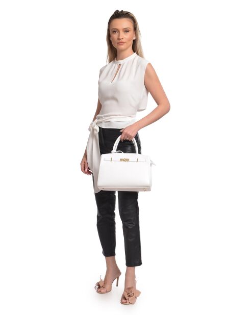 SS26 IR 181T Tragetasche aus weißem Leder - 22,5 x 31 x 9 cm