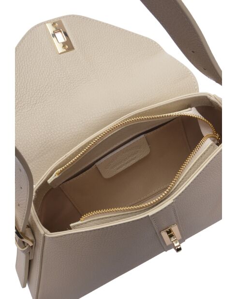 SS26 RM 1009T beige leren schoudertas - 15x34 laag x 24 hoog x 6,5 cm