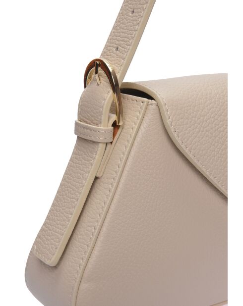 SS26 RM 1009T beige leren schoudertas - 15x34 laag x 24 hoog x 6,5 cm