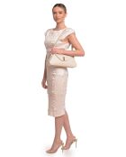 SS26 RM 1009T beige leren schoudertas - 15x34 laag x 24 hoog x 6,5 cm