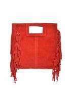 SS26 AL 8197T rode leren draagtas - 20x21 cm