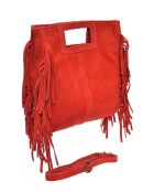 SS26 AL 8197T rode leren draagtas - 20x21 cm