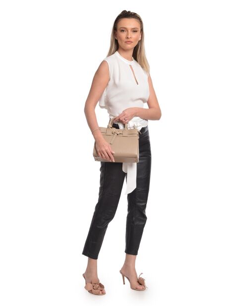 SS26 IR 178T taupe leren draagtas - 21,5x26,5x9,5 cm