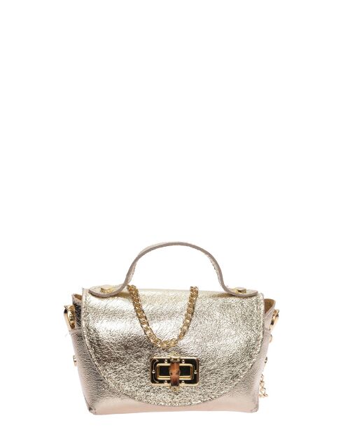 SS26 RM 8193 gouden leren schoudertas - 8,5x15x8 cm