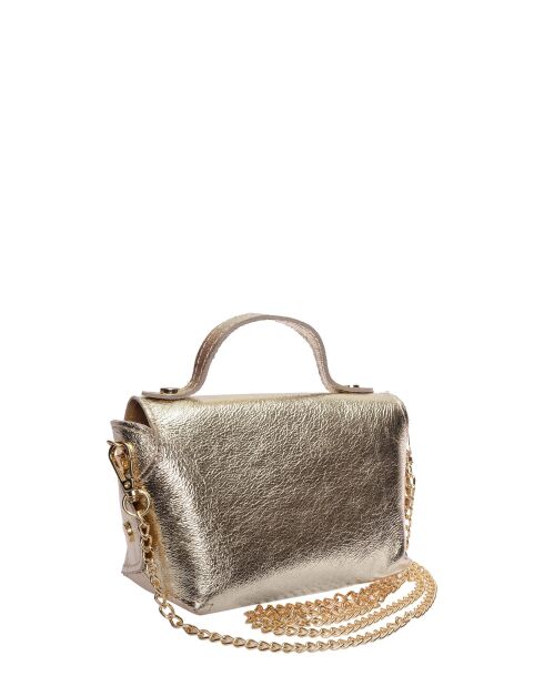 SS26 RM 8193 gouden leren schoudertas - 8,5x15x8 cm