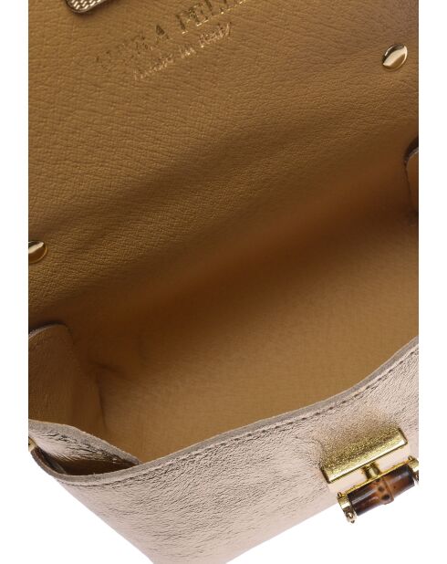 SS26 RM 8193 gouden leren schoudertas - 8,5x15x8 cm