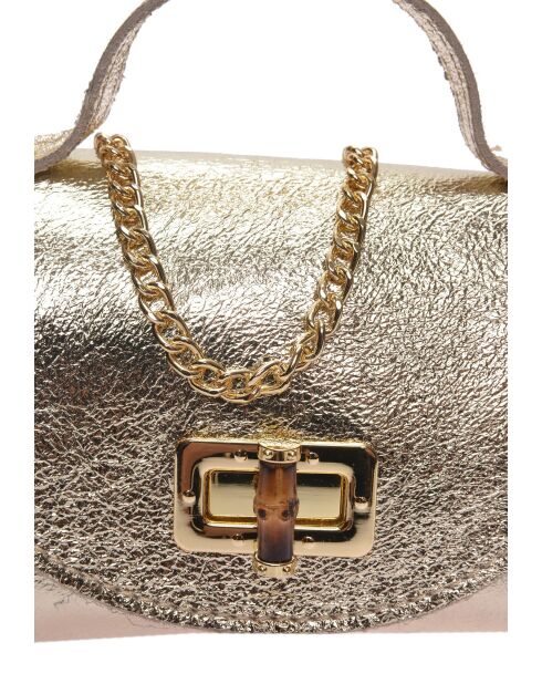 SS26 RM 8193 gouden leren schoudertas - 8,5x15x8 cm