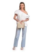 SS26 AL 8197T beige leren draagtas - 20x21 cm