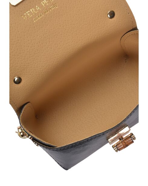 Bandolera SS26 RM 8193 de piel negra - 8,5x15x8 cm