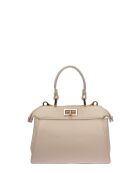 SS26 RM 146 beige Lederhandtasche - 19x20,5x8 cm